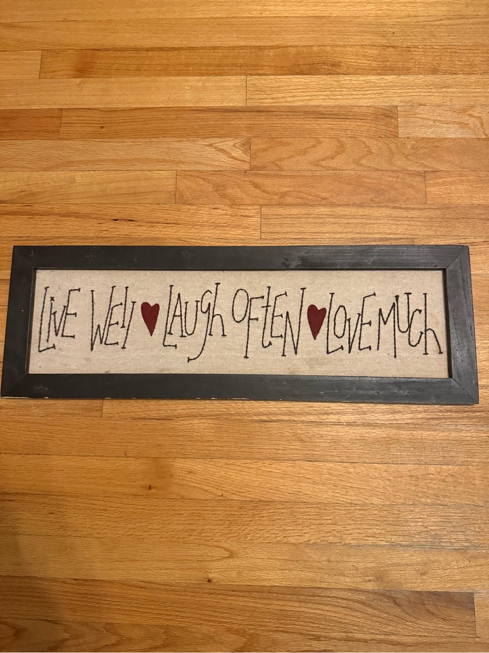 Live Well Laugh Often Love Much Framed Sign - Black Frame, Red Hearts